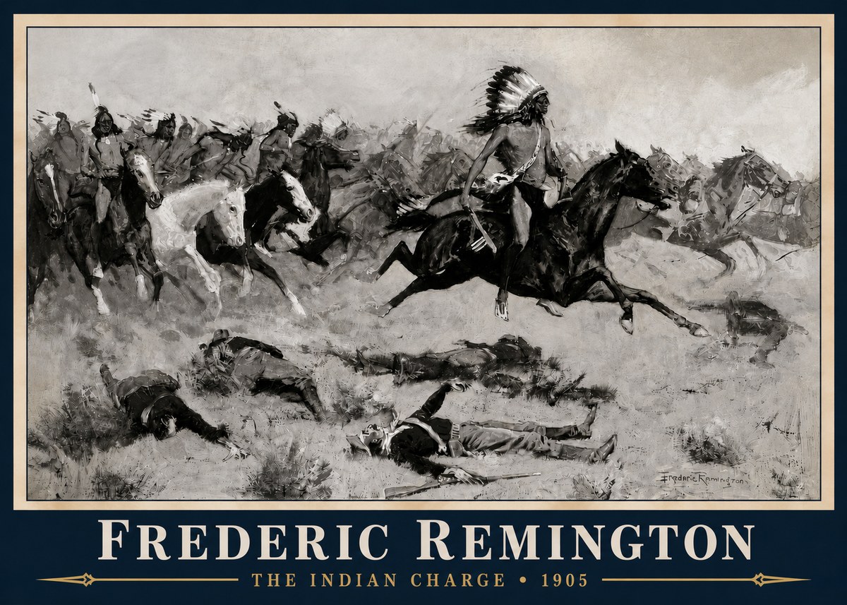 Frederic Remington The Indian Charge No3 - Affiche
