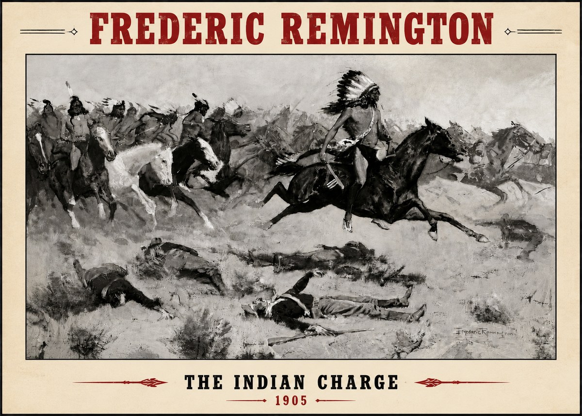 Frederic Remington The Indian Charge No4 - Affiche