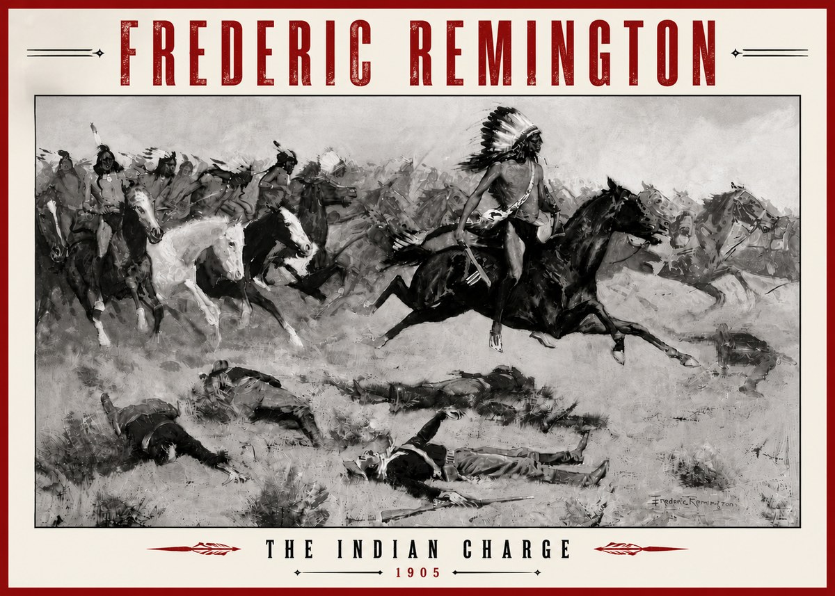 Frederic Remington The Indian Charge No6 - Affiche