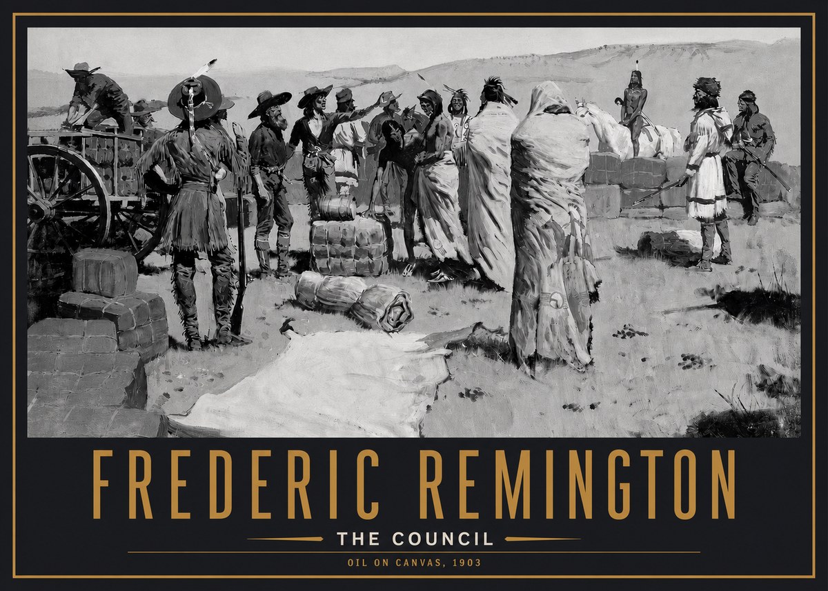 Frederic Remington The Parley No6 - Affiche