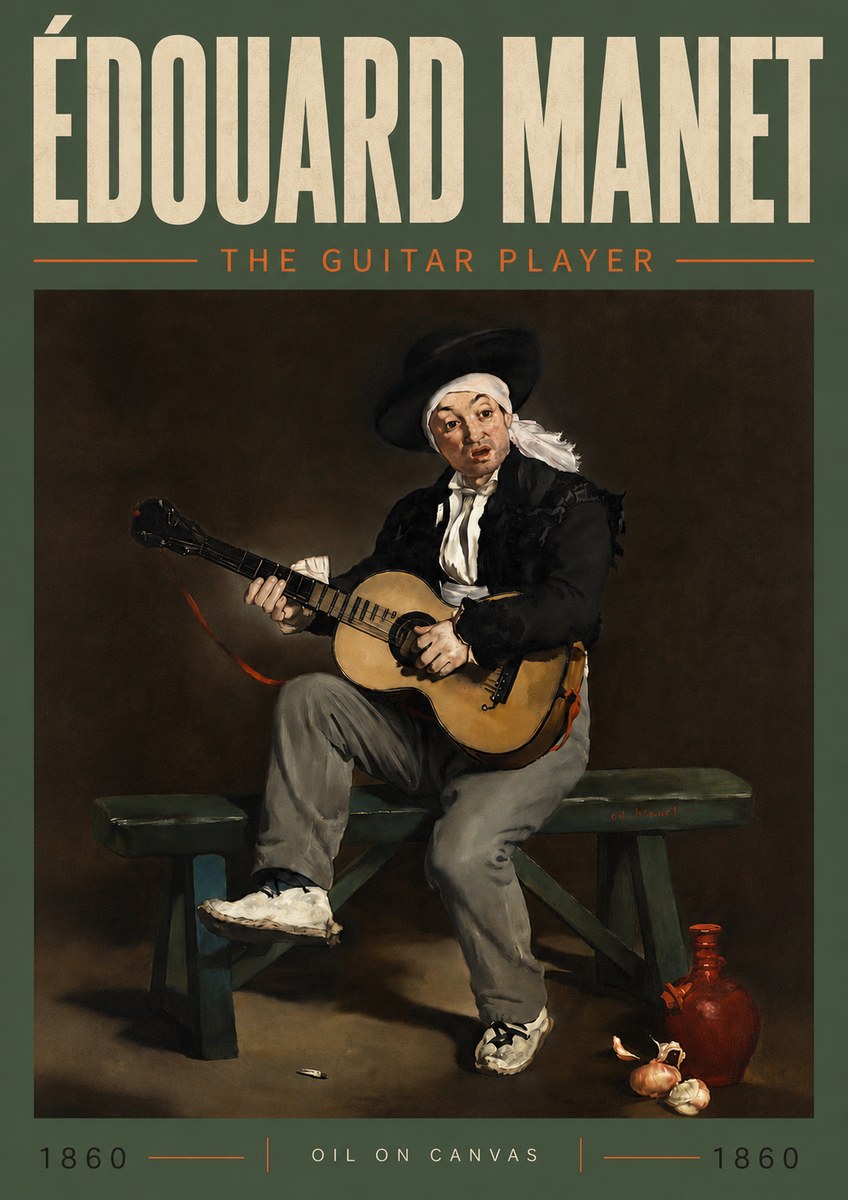 Édouard Manet The Guitar Player No5 - Affiche