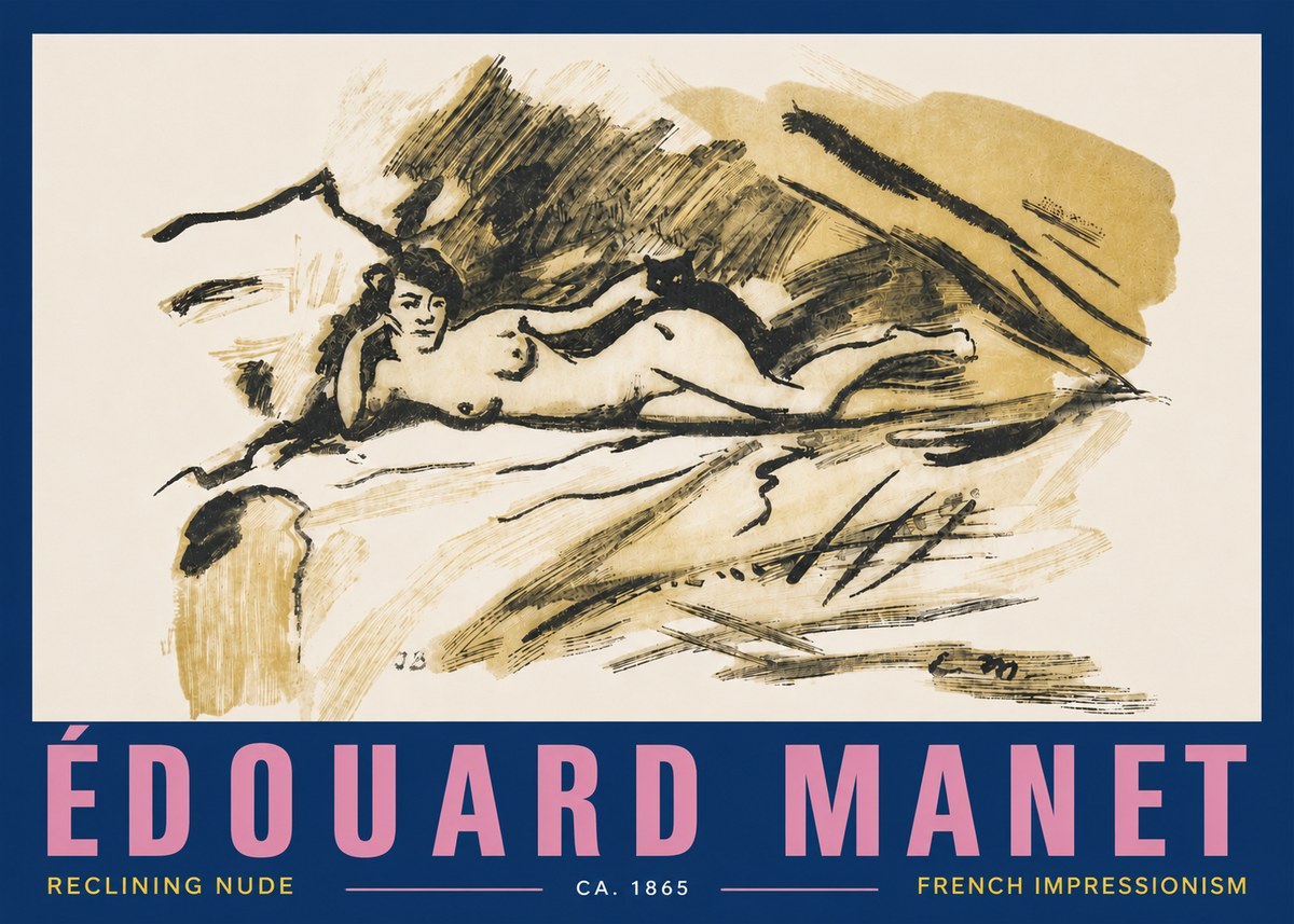 Édouard Manet Reclining Nude No4 - Affiche