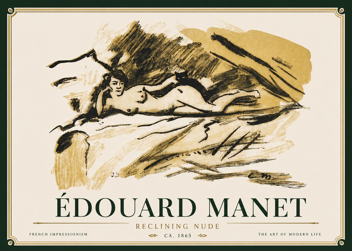 Édouard Manet Reclining Nude No5 - Affiche