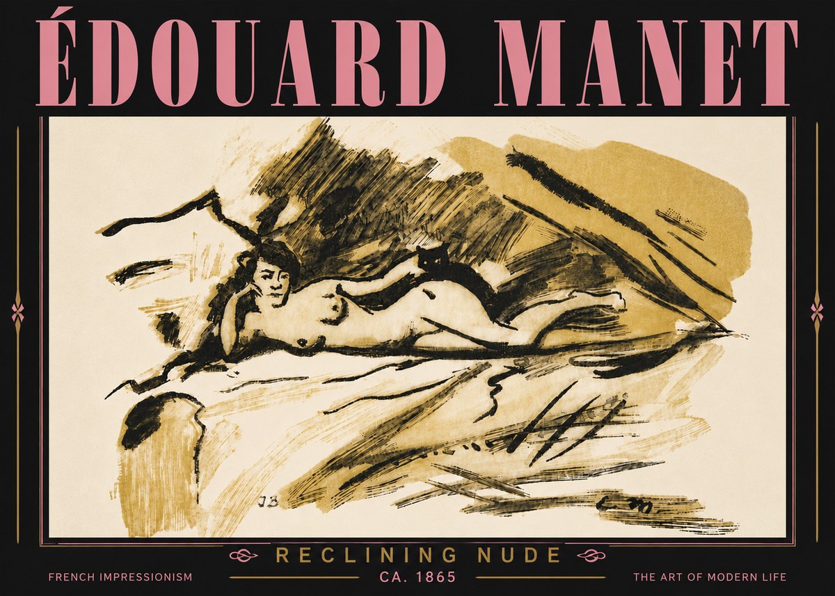 Édouard Manet Reclining Nude No6 - Affiche