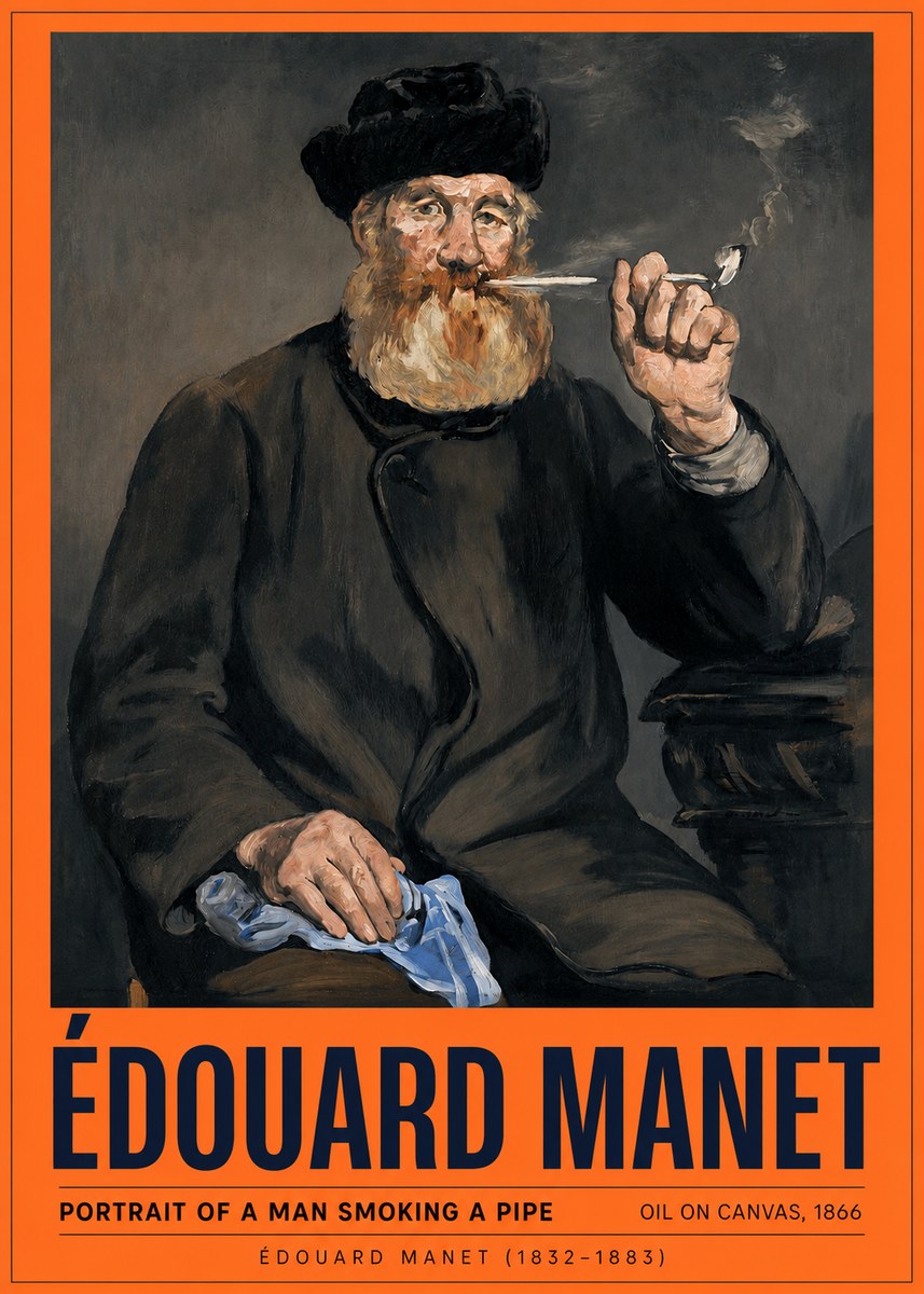 Édouard Manet Portrait of a Man Smoking a Pipe No2 - Affiche