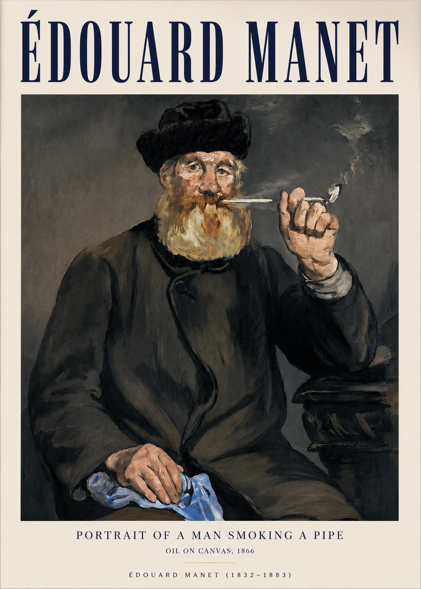 Édouard Manet Portrait of a Man Smoking a Pipe No3 - Affiche