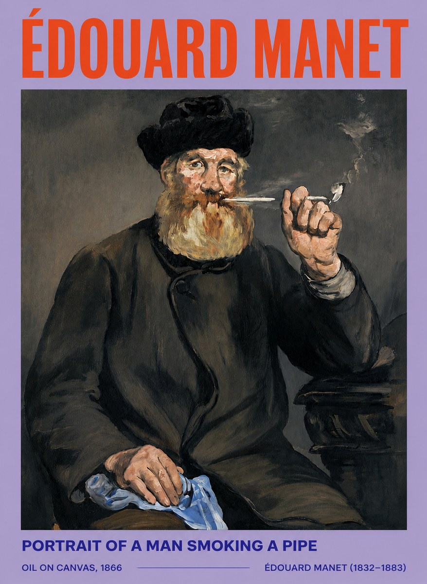 Édouard Manet Portrait of a Man Smoking a Pipe No5 - Affiche