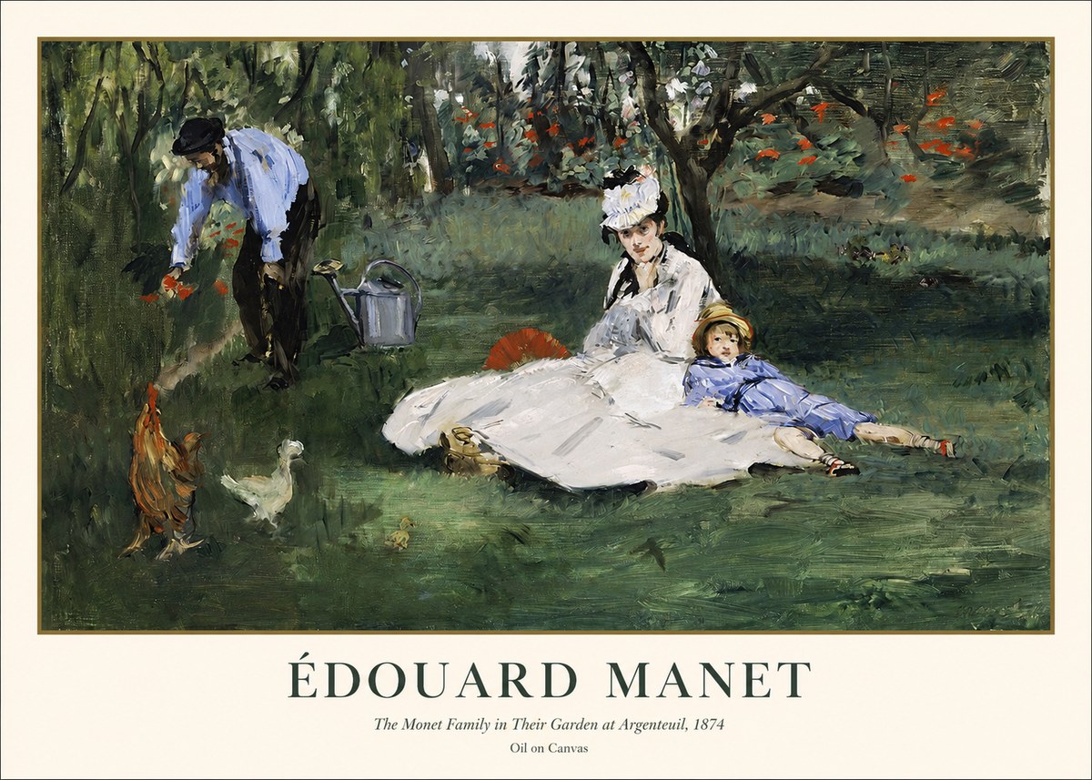 Édouard Manet The Monet Family in Their Garden at Argenteuil, 1874 No1 - Affiche
