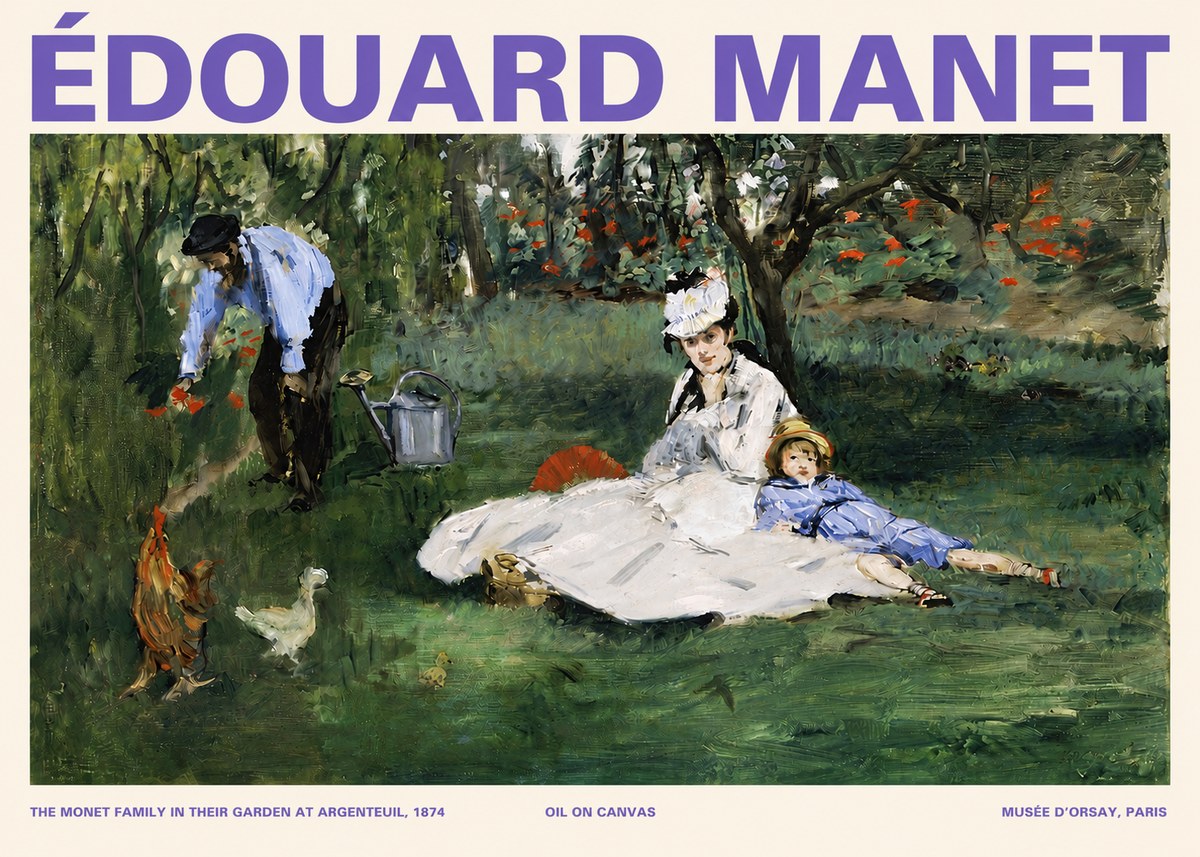 Édouard Manet The Monet Family in Their Garden at Argenteuil, 1874 No4 - Affiche