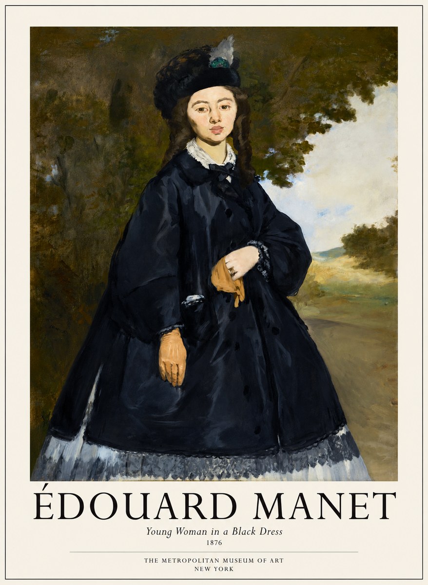 Édouard Manet Young Woman in a Black Dress No1 - Affiche