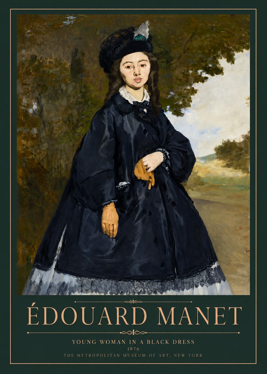 Édouard Manet Young Woman in a Black Dress No3 - Affiche