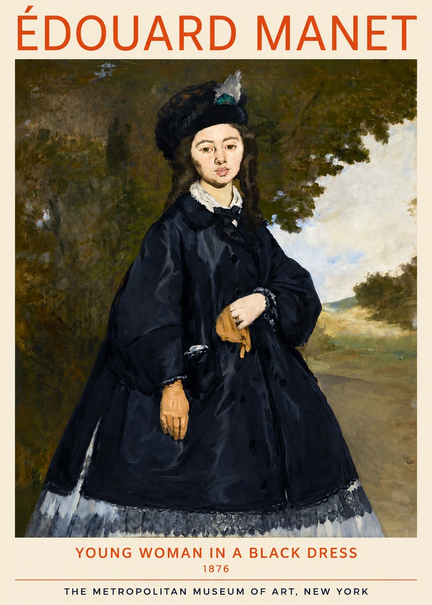 Édouard Manet Young Woman in a Black Dress No4 - Affiche