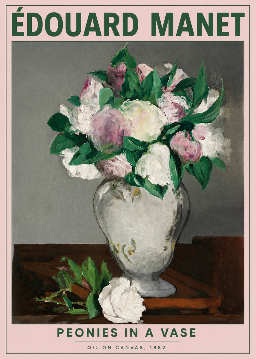 Édouard Manet Peonies in a Vase No4 - Affiche