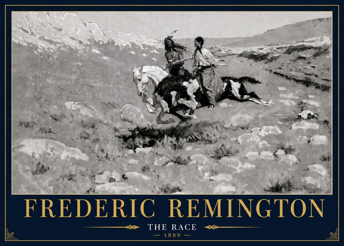 Frederic Remington The Race II No4 - Affiche