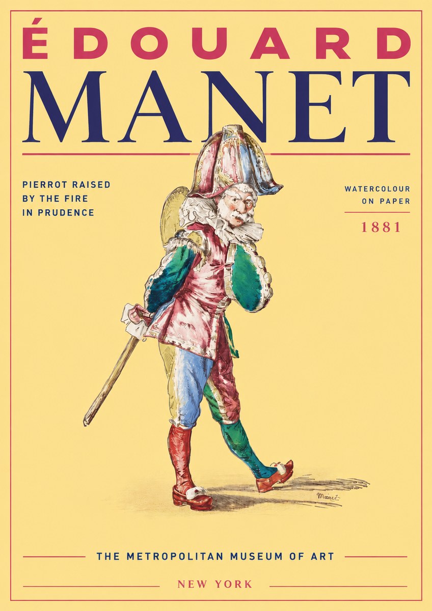 Édouard Manet Pierrot Raised by the Fire in Prudence No4 - Affiche