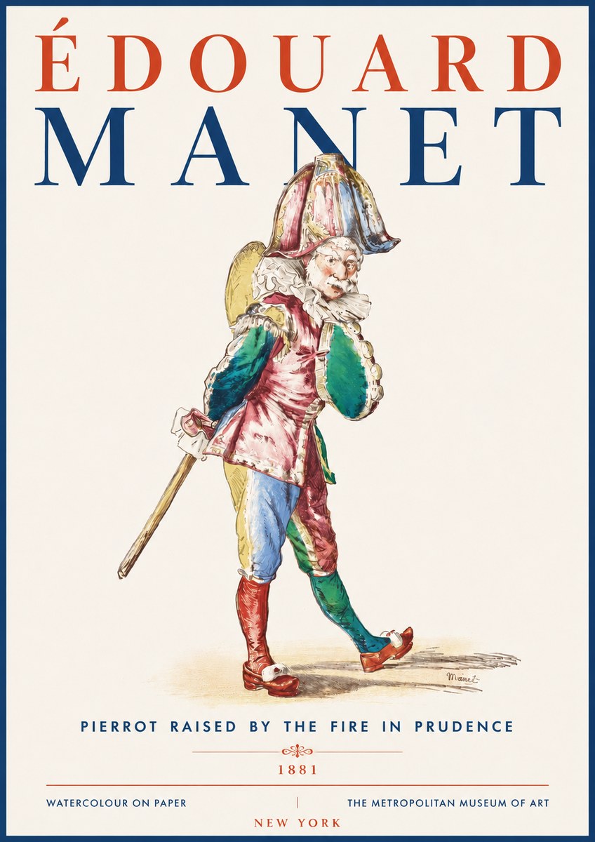 Édouard Manet Pierrot Raised by the Fire in Prudence No5 - Affiche