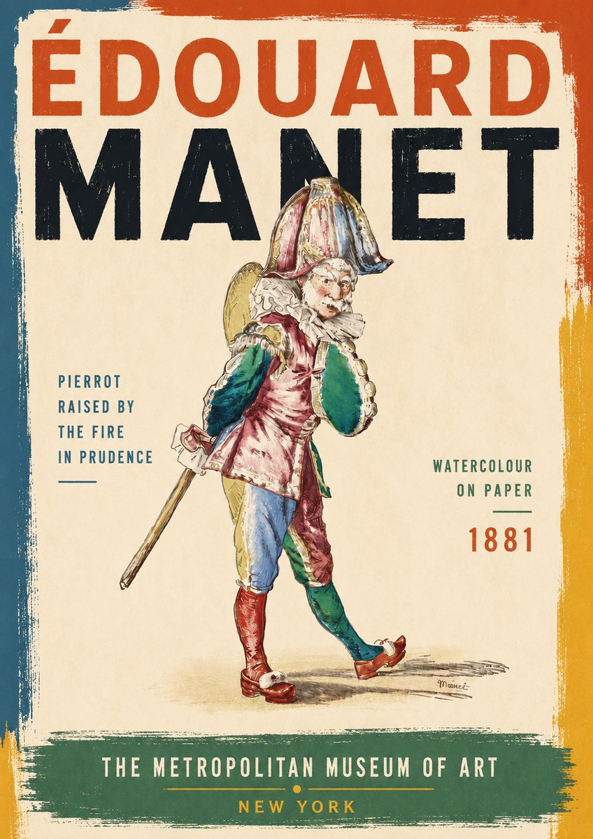 Édouard Manet Pierrot Raised by the Fire in Prudence No6 - Affiche