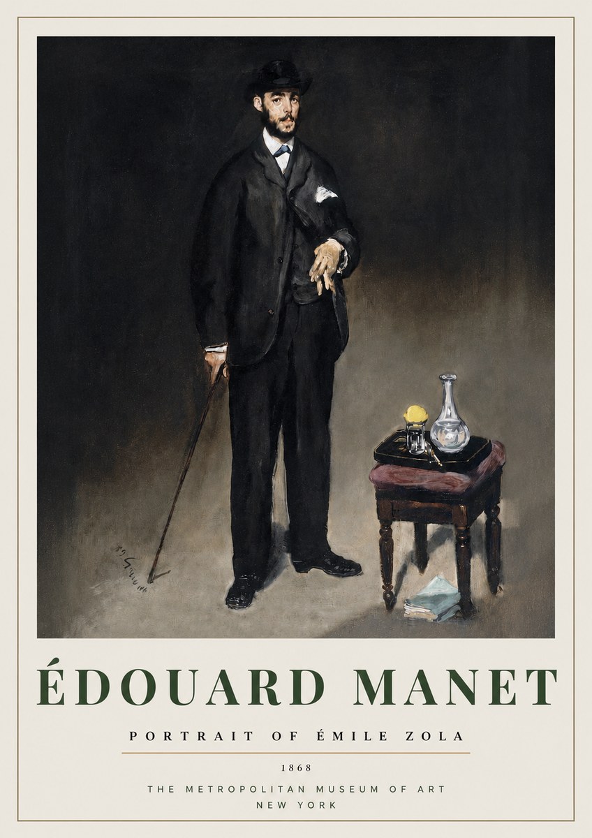 Édouard Manet Portrait of Émile Zola No3 - Affiche