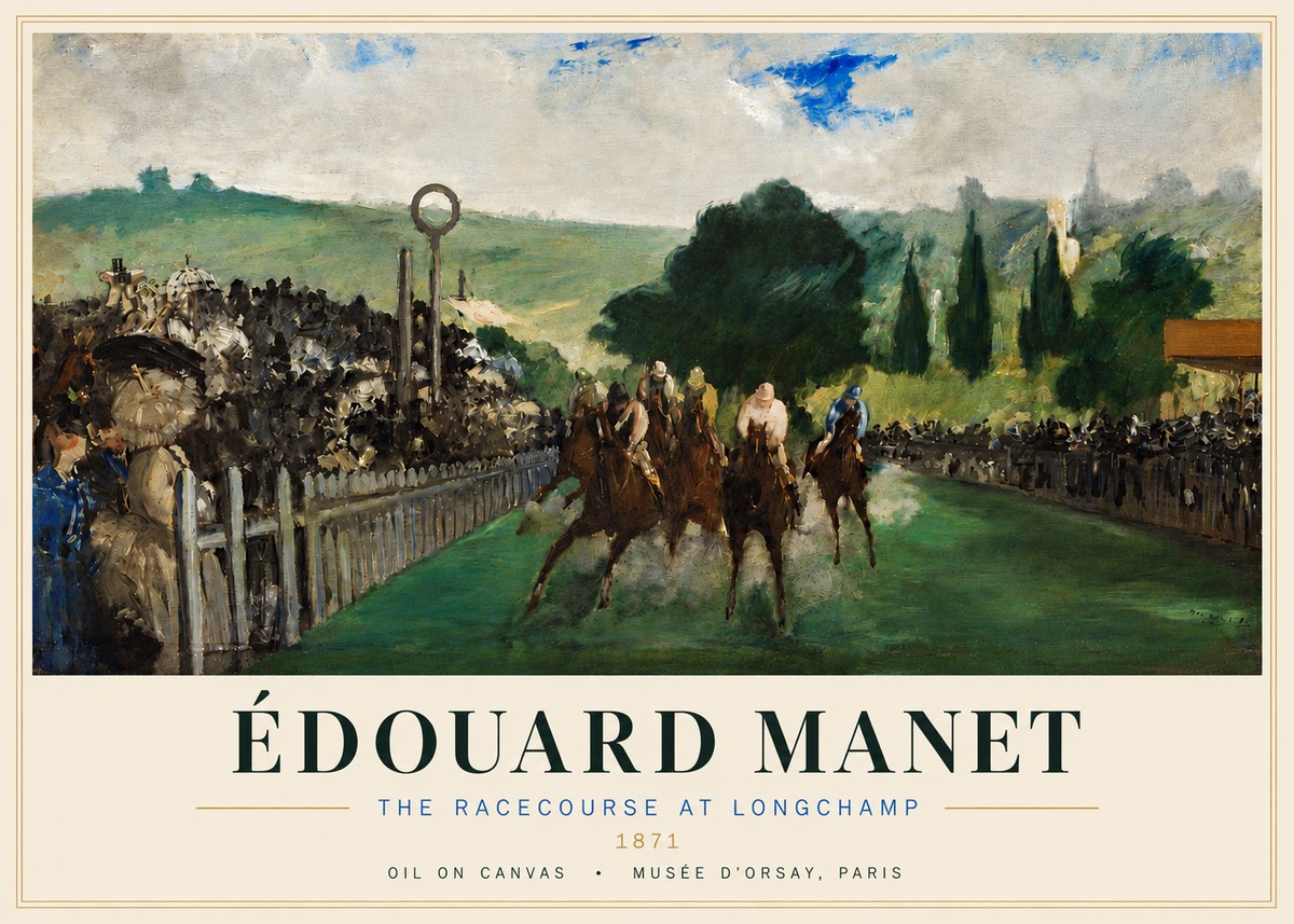 Édouard Manet The Racecourse at Longchamp No4 - Affiche