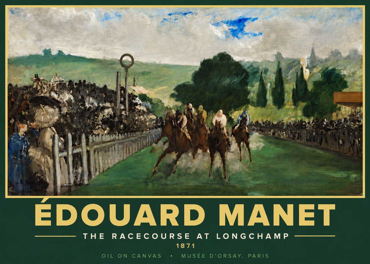 Édouard Manet The Racecourse at Longchamp No5 - Affiche