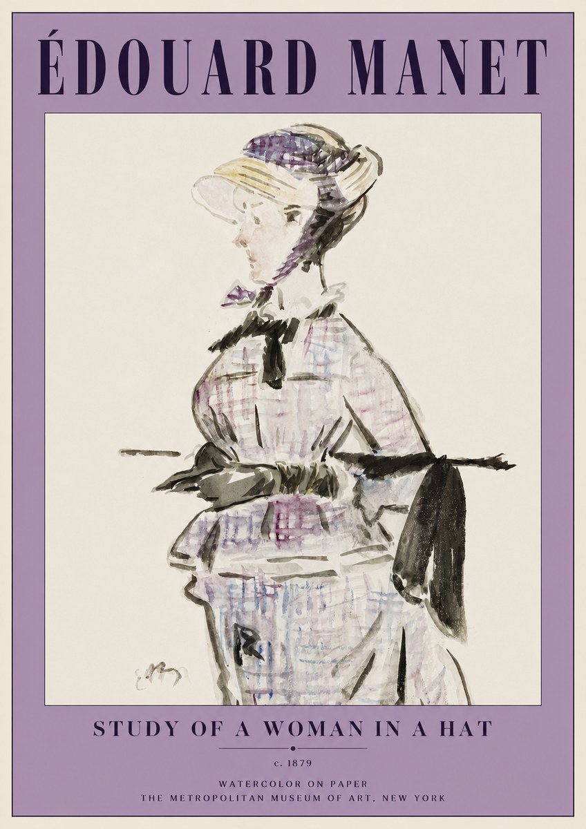 Édouard Manet Study of a Woman in a Hat No2 - Affiche