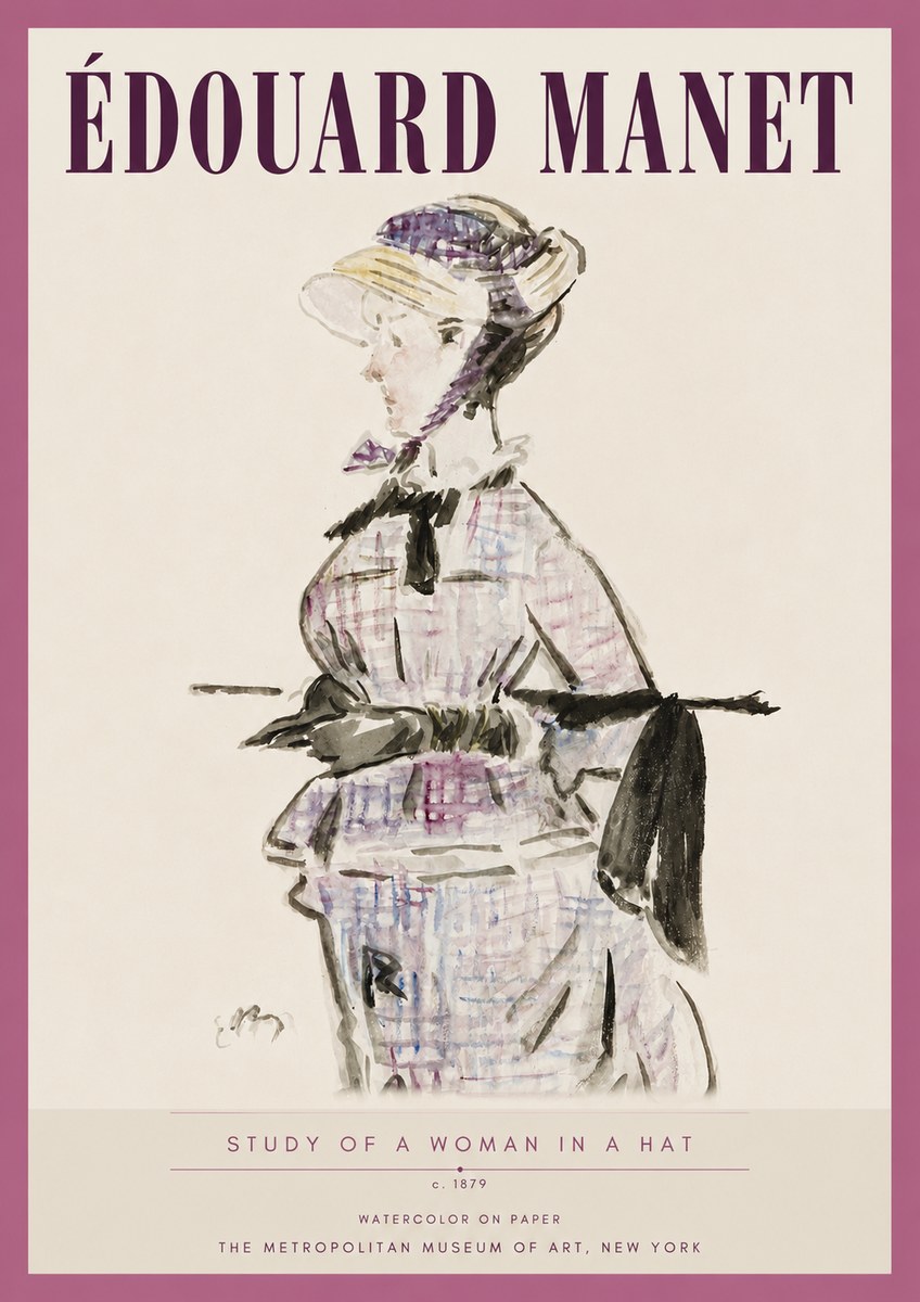 Édouard Manet Study of a Woman in a Hat No4 - Affiche
