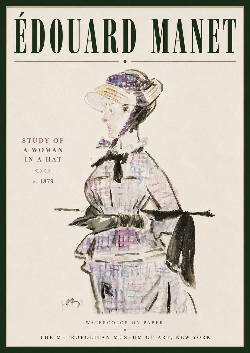 Édouard Manet Study of a Woman in a Hat No5 - Affiche