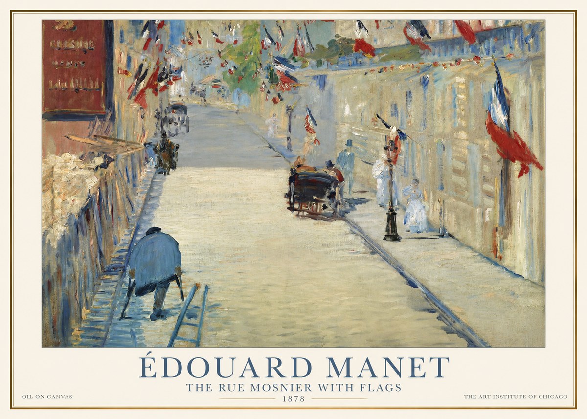 Édouard Manet The Rue Mosnier with Flags No1 - Affiche