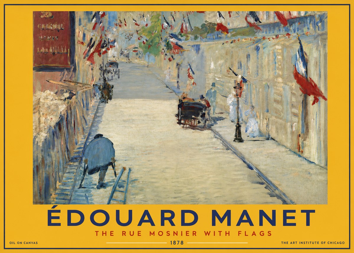Édouard Manet The Rue Mosnier with Flags No2 - Affiche