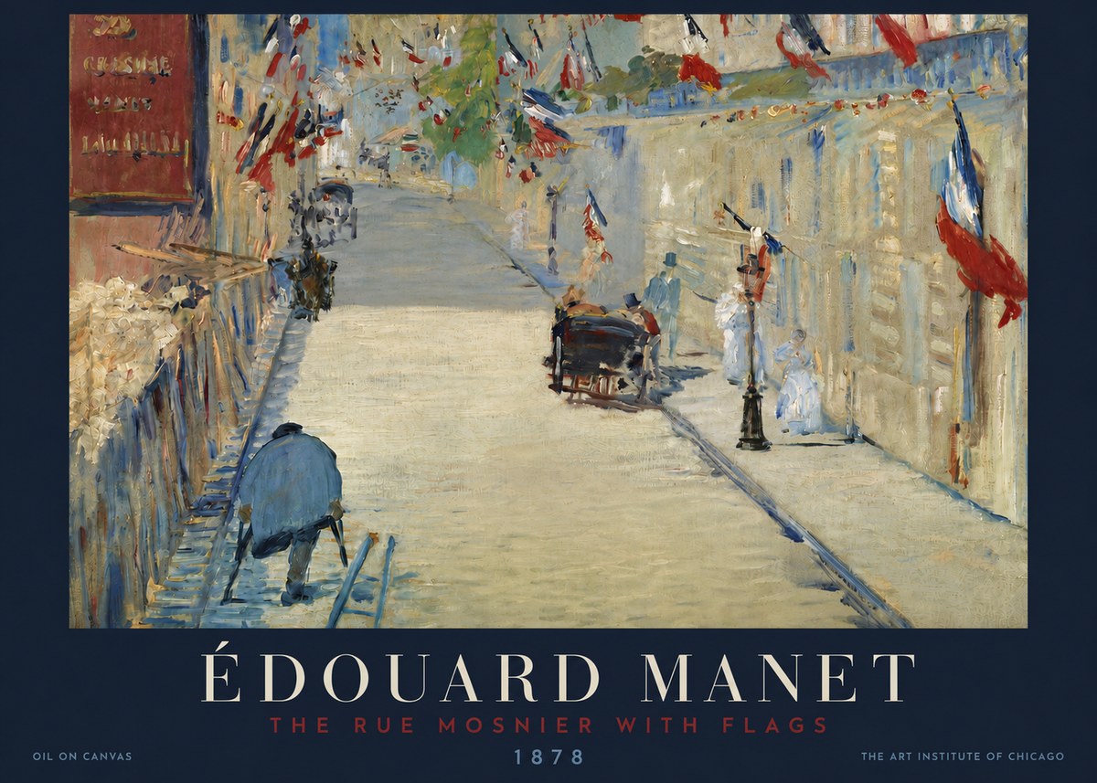 Édouard Manet The Rue Mosnier with Flags No3 - Affiche
