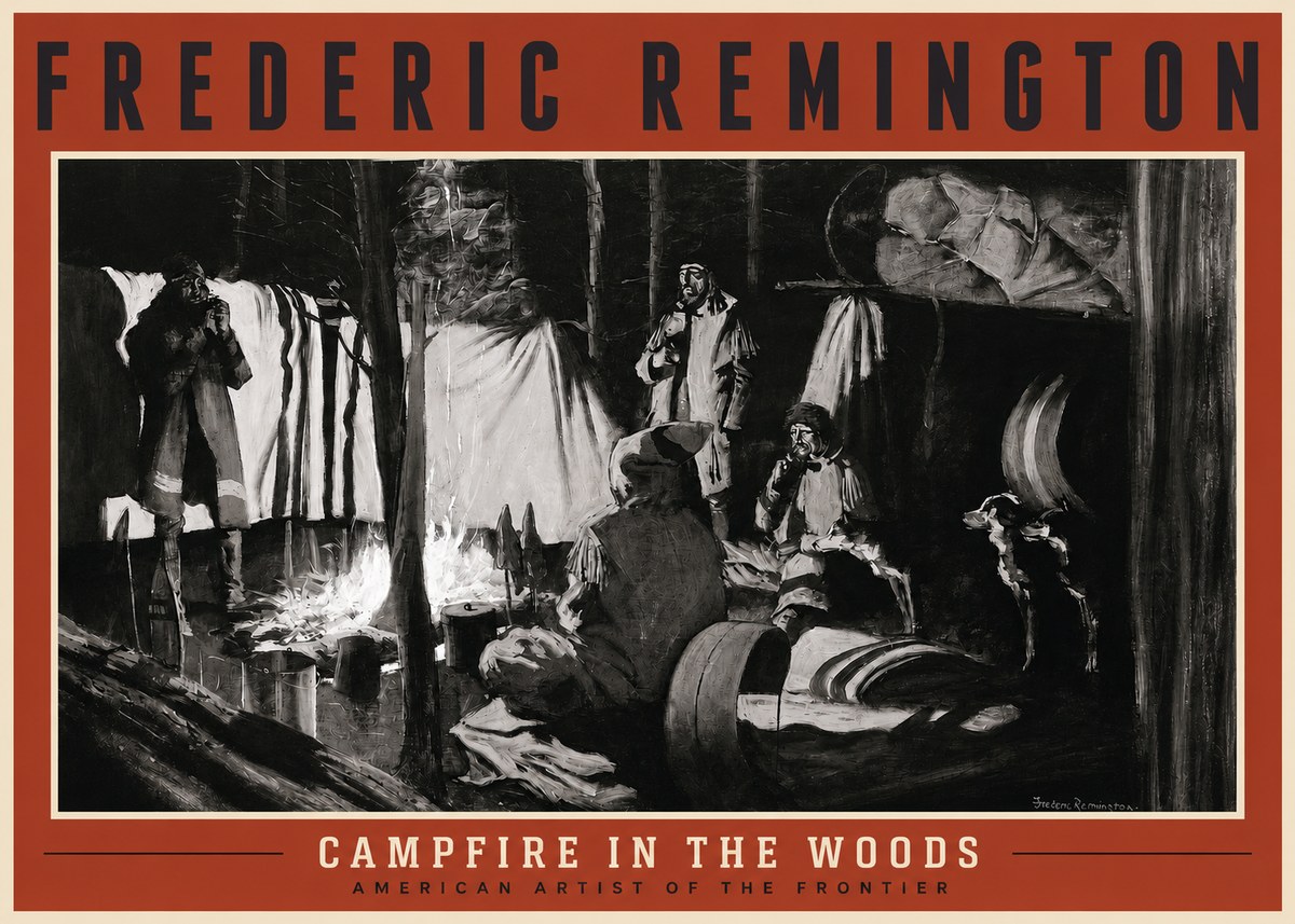 Frederic Remington A Trapper's Camp No2 - Affiche