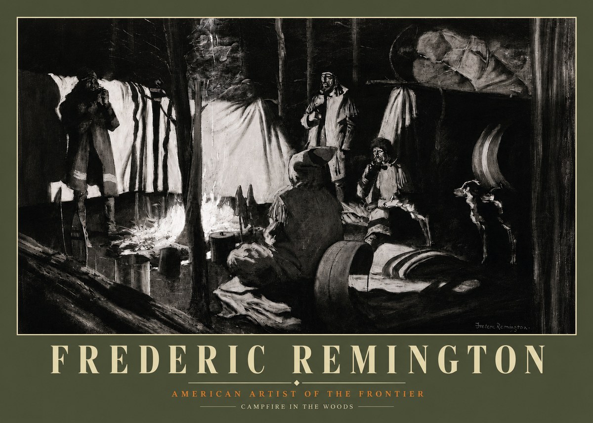 Frederic Remington A Trapper's Camp No3 - Affiche