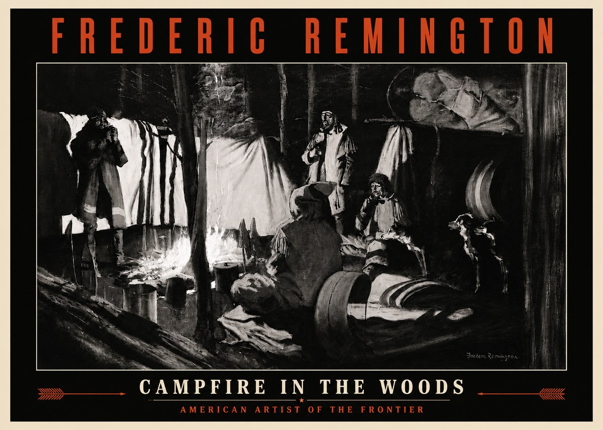 Frederic Remington A Trapper's Camp No4 - Affiche