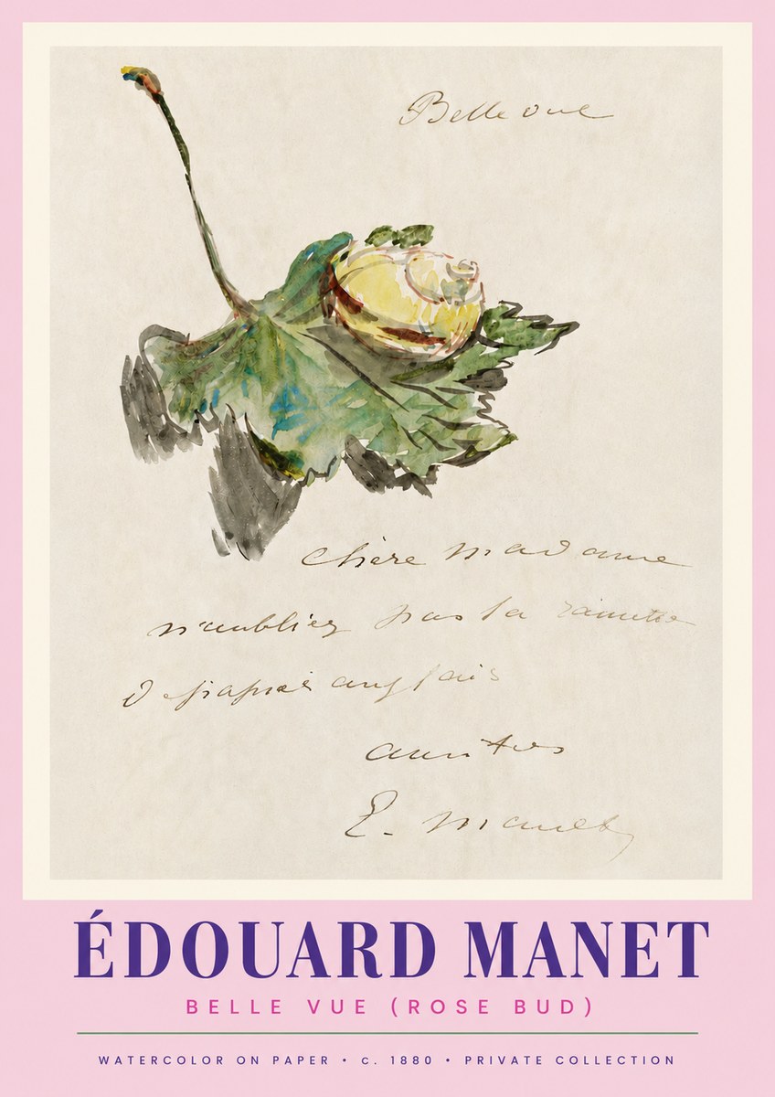Édouard Manet A Rosebud with Leaf No4 - Affiche