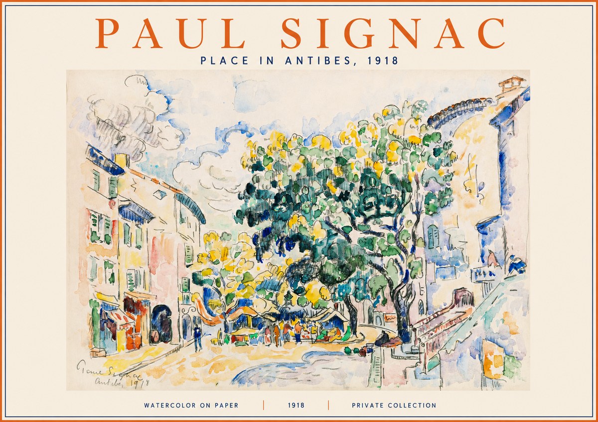 Signac Place in Antibes, 1918 No2 - Affiche