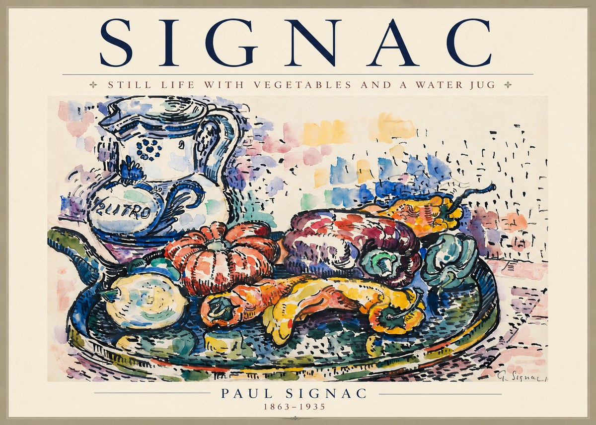 Signac Still Life with Vegetables and a Water Jug No4 - Affiche