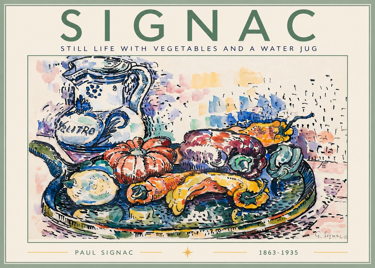 Signac Still Life with Vegetables and a Water Jug No6 - Affiche