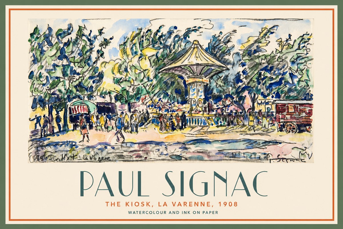 Signac The Kiosk, La Varenne, 1908 No2 - Affiche