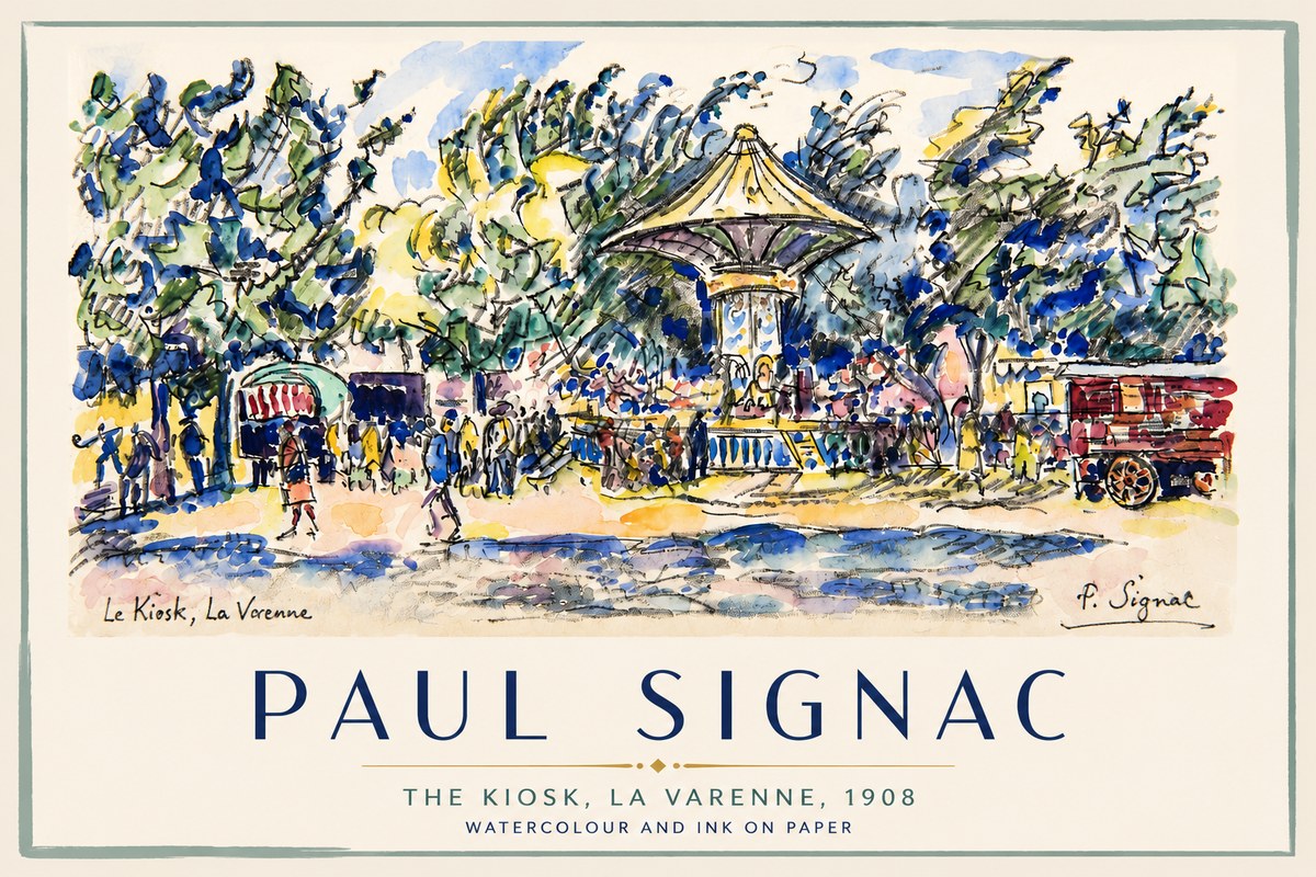 Signac The Kiosk, La Varenne, 1908 No4 - Affiche