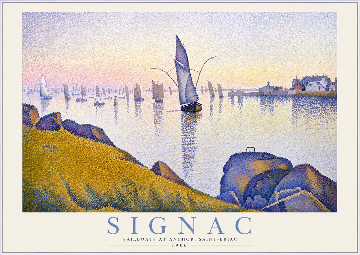 Signac Sailboats at Anchor, Saint-briac No4 - Affiche