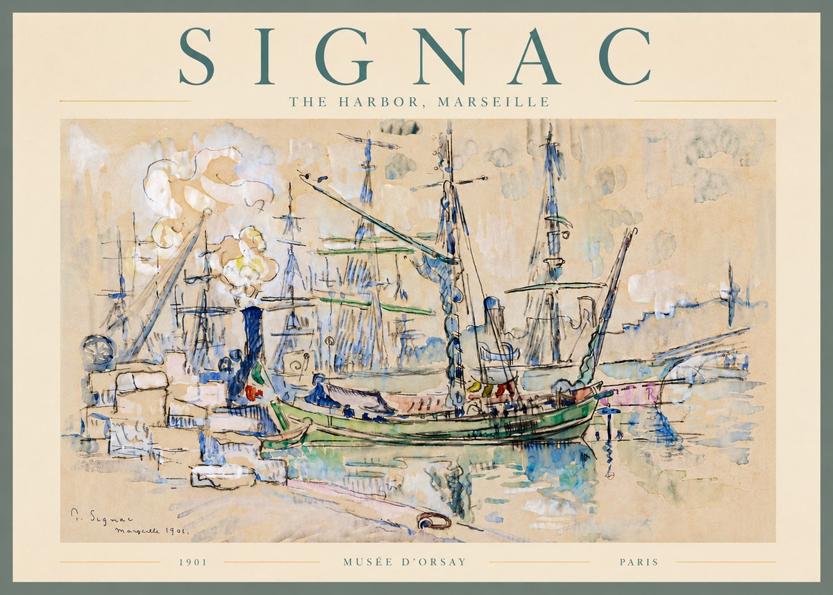 Signac The Harbor, Marseille No6 - Affiche