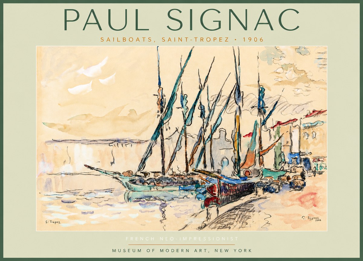 Signac Sailboats, Saint-tropez No4 - Affiche