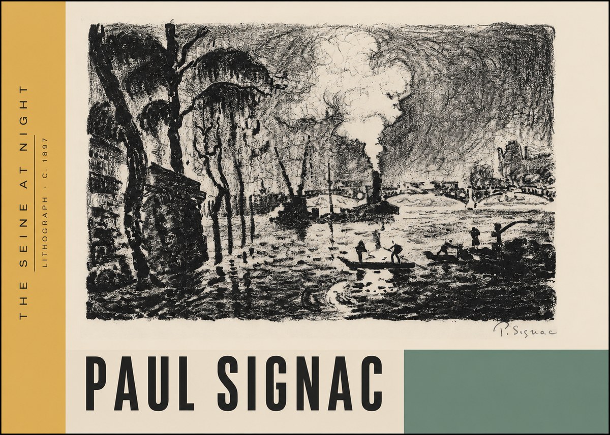 Signac The Seine at Night No4 - Affiche