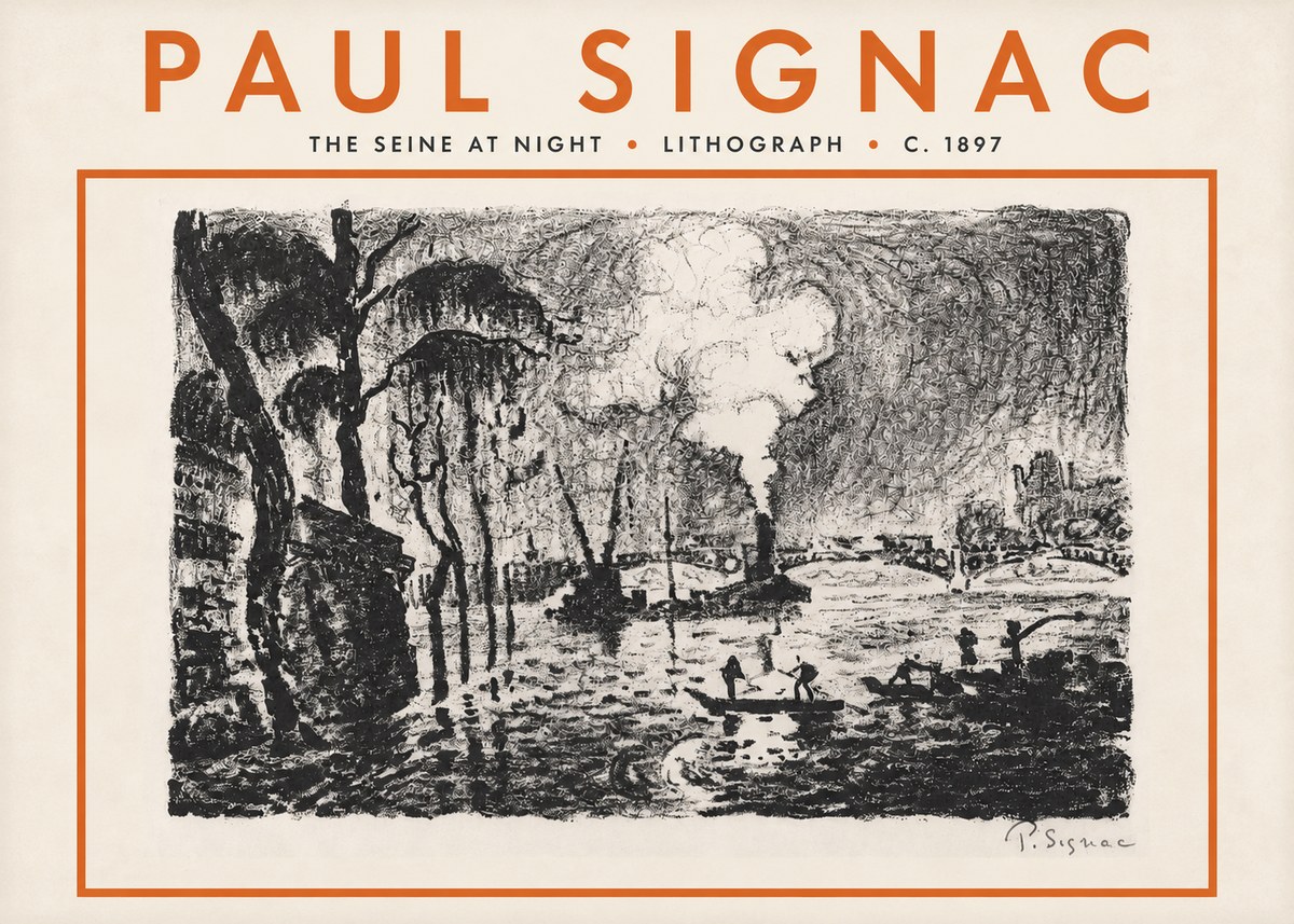 Signac The Seine at Night No5 - Affiche