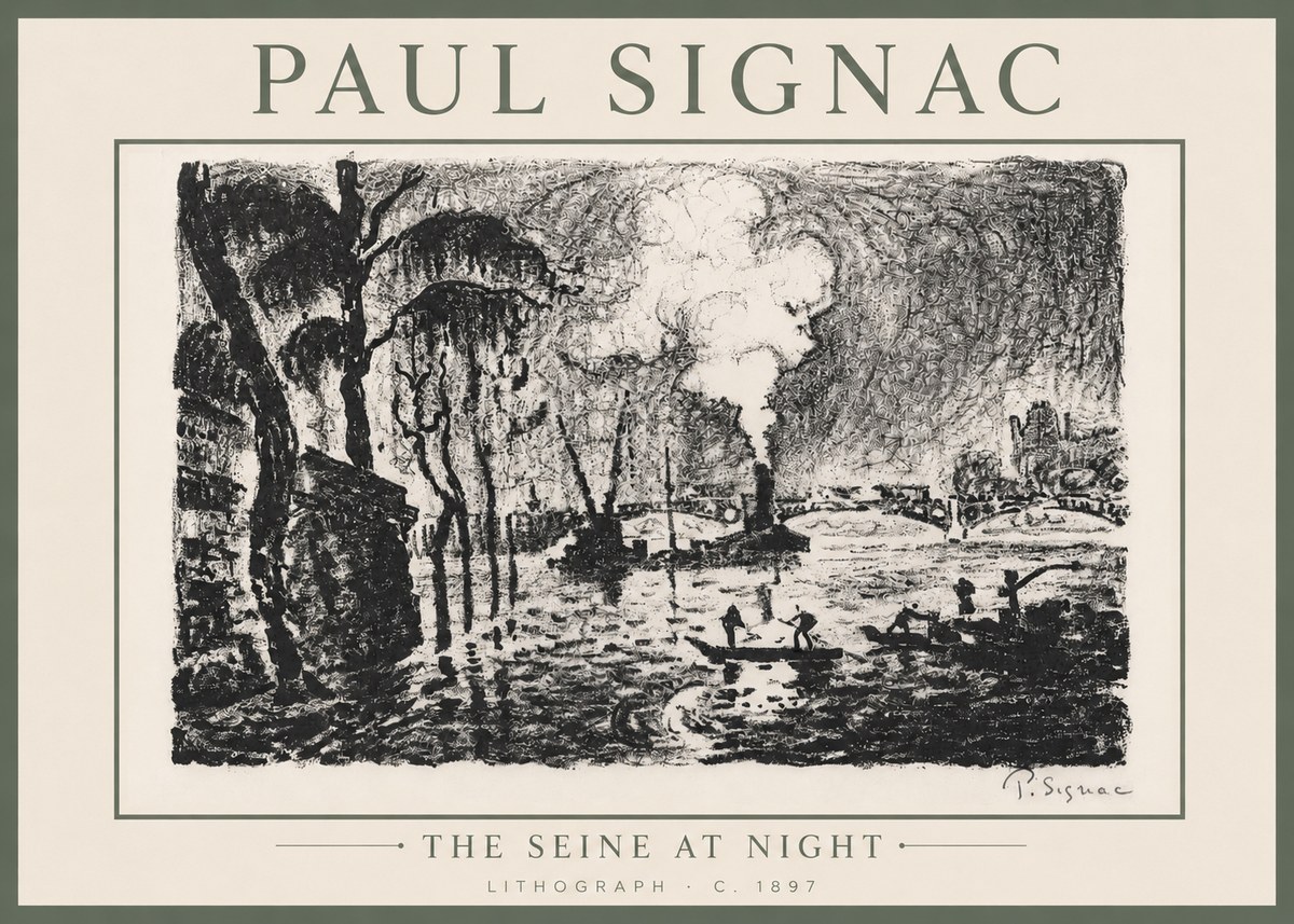 Signac The Seine at Night No6 - Affiche