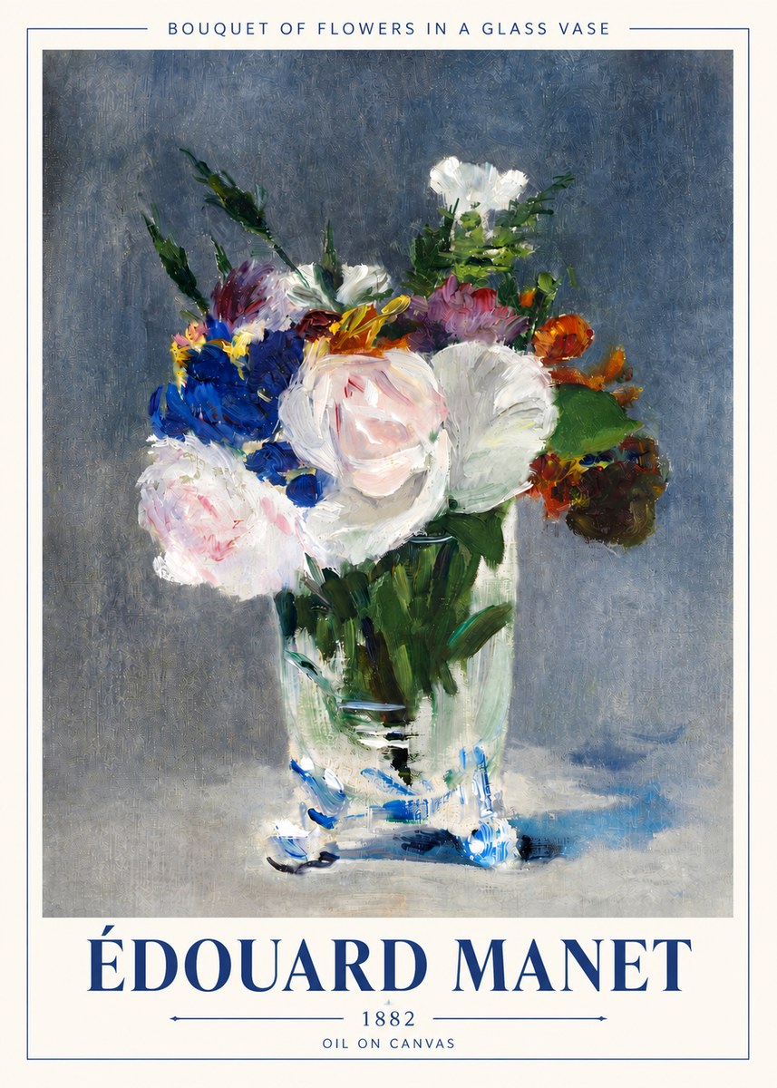 Édouard Manet Bouquet of Flowers in a Glass Vase No4 - Affiche