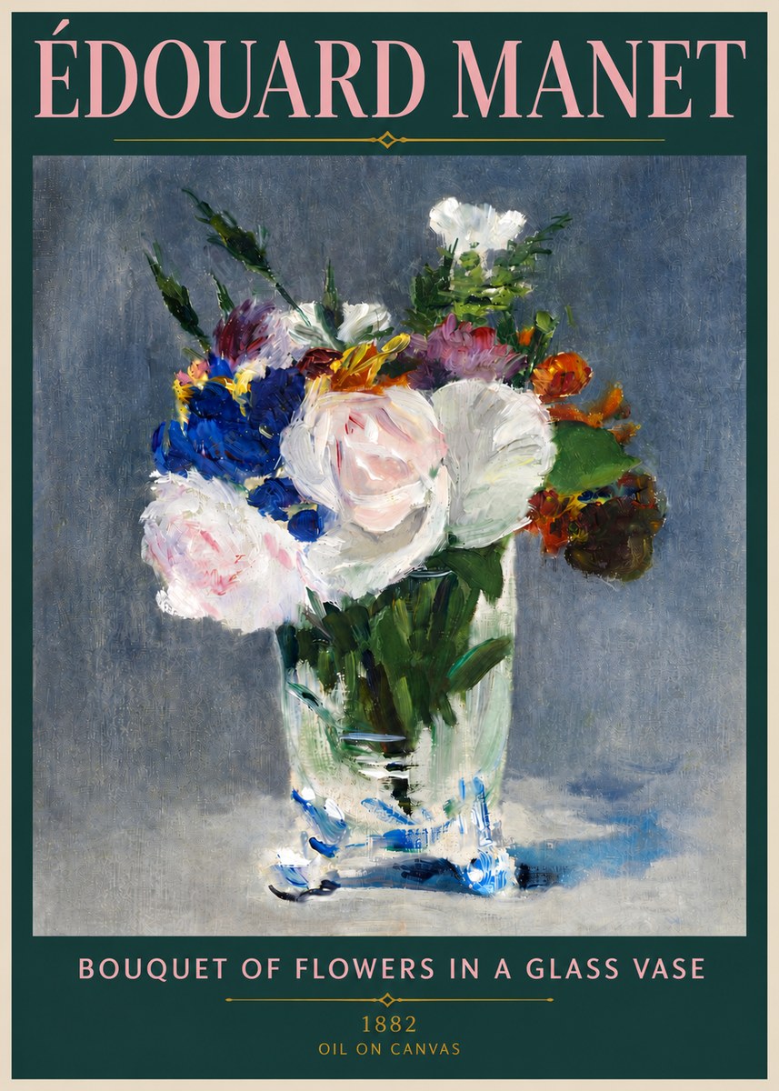 Édouard Manet Bouquet of Flowers in a Glass Vase No5 - Affiche