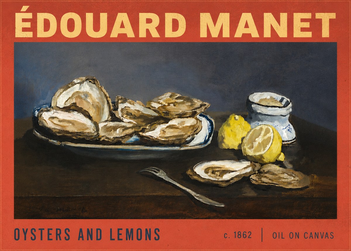 Édouard Manet Oysters and Lemons No6 - Affiche