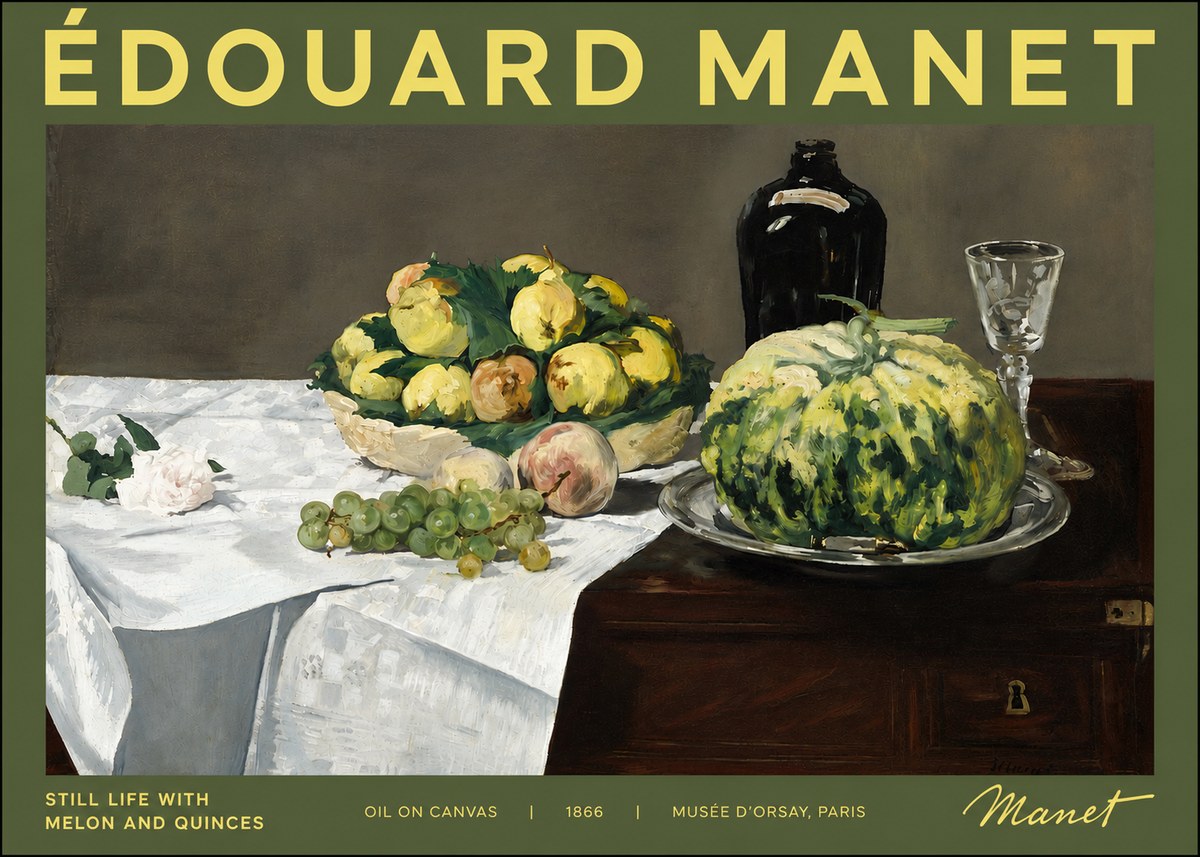 Édouard Manet Still Life with Melon and Quinces No4 - Affiche