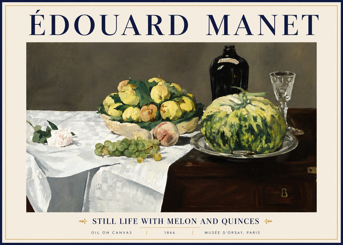Édouard Manet Still Life with Melon and Quinces No5 - Affiche